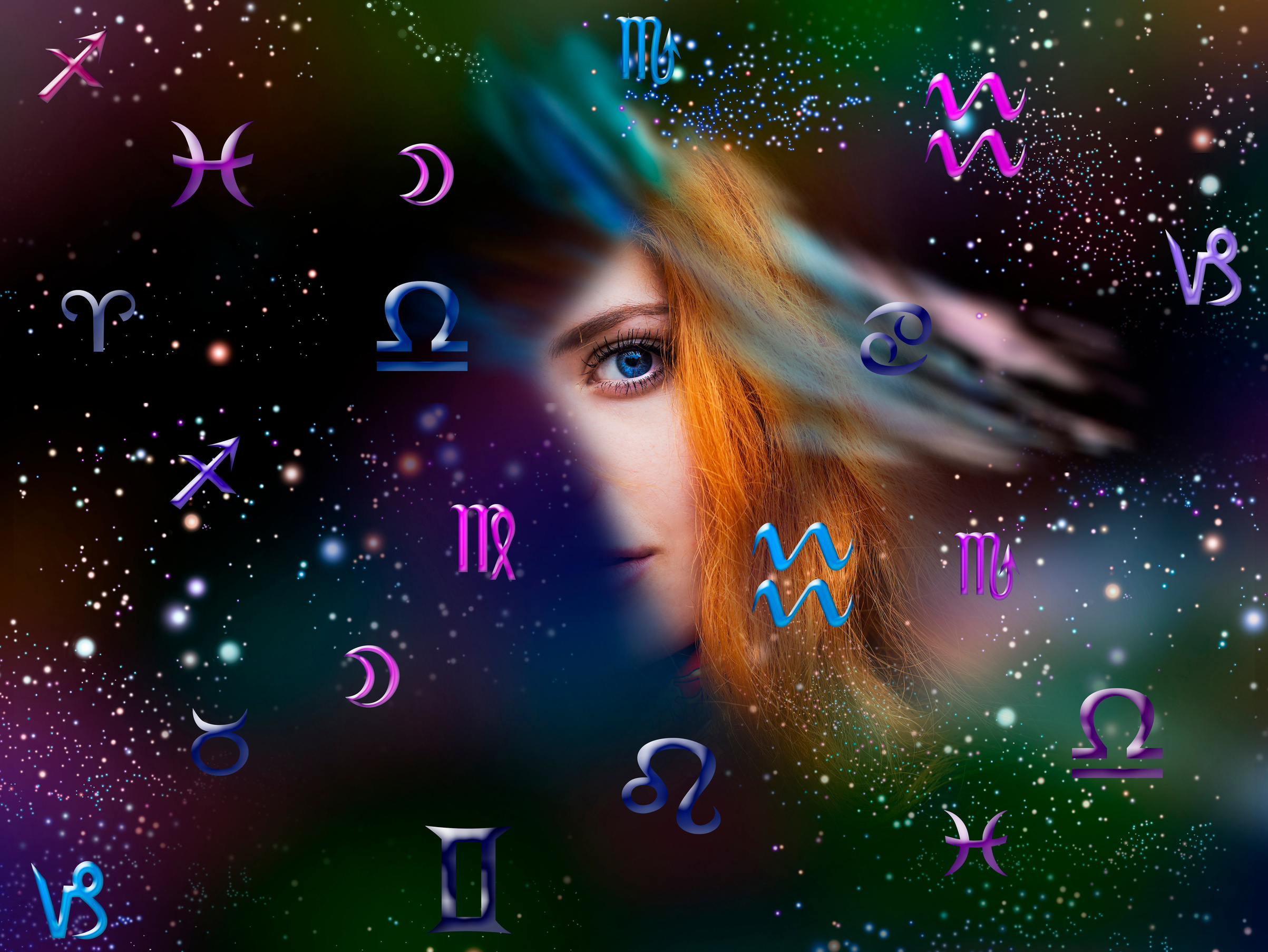 Astrology, twelve zodiac signs, the woman in esoterics